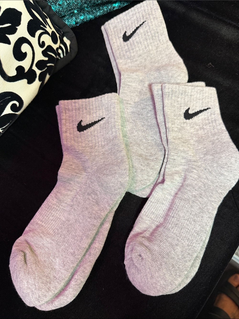Nike Gray Crew Athletic Socks with Black Swoosh - 3 Pack